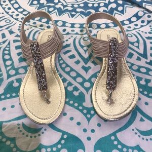 NEW Gold multi colored rhinestone strappy sandals